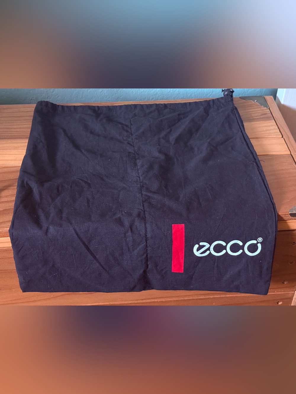 ECCO Black Cotton Drawstring Shoe Dust Bag Divided 14.5” × 17”
